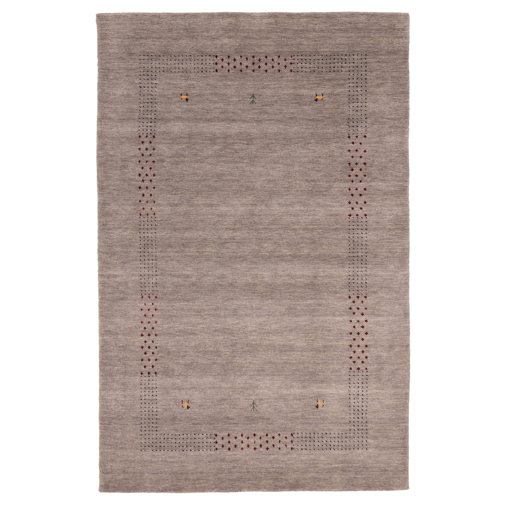 ECARPETGALLERY Hand Loomed Kashkuli Gabbeh Grey Wool Rug - 5'1 x 7'10