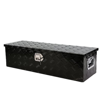 39 Inch Aluminum 5 Bar Tread ToolBox With Gas Strut, Side Handle, Lock And Keys, Underbed Tools Organizer