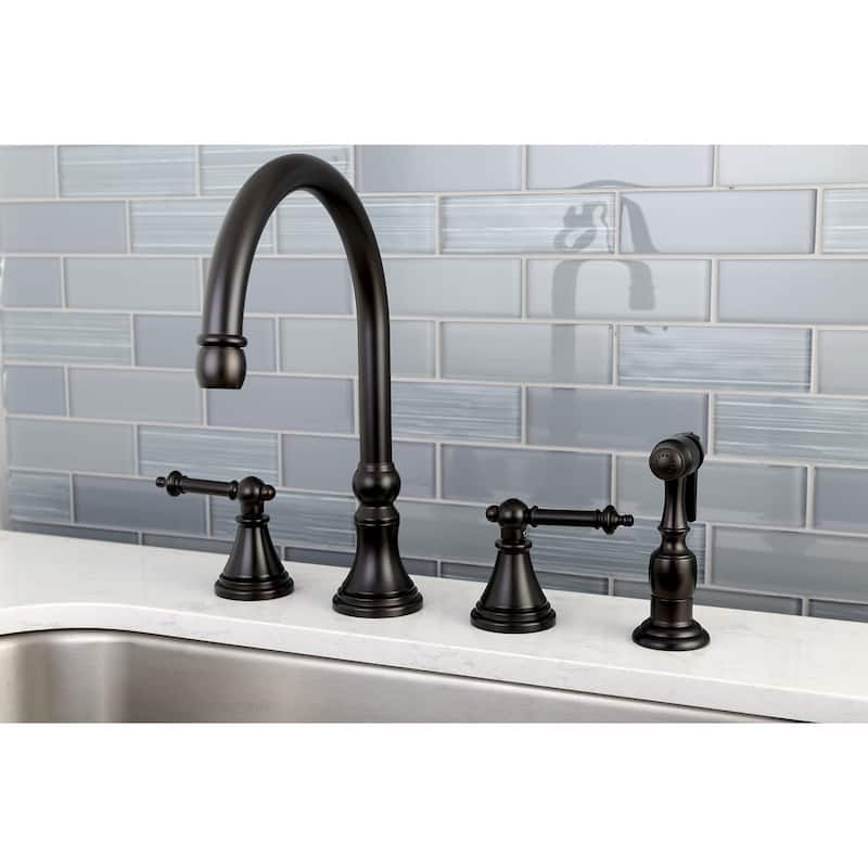 Kingston Brass Templeton Widespread Kitchen Faucet with Metal Lever
