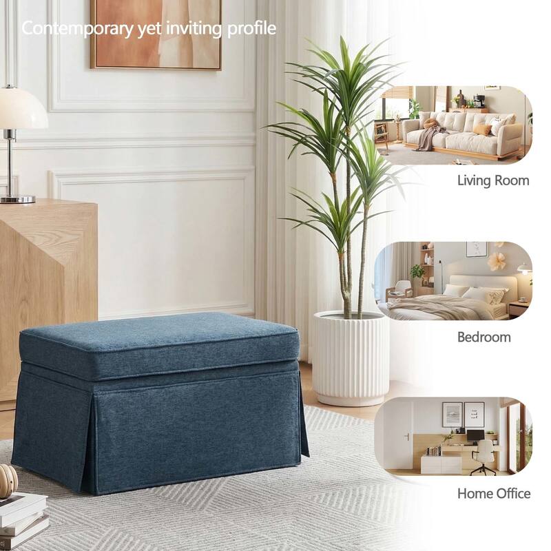 Rectangle Chenille Upholstered Storage Ottoman