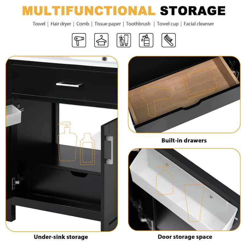 30" Bathroom Vanity Featuring a Ceramic Sink and Generous Storage – Ideal for Compact Bathrooms‌