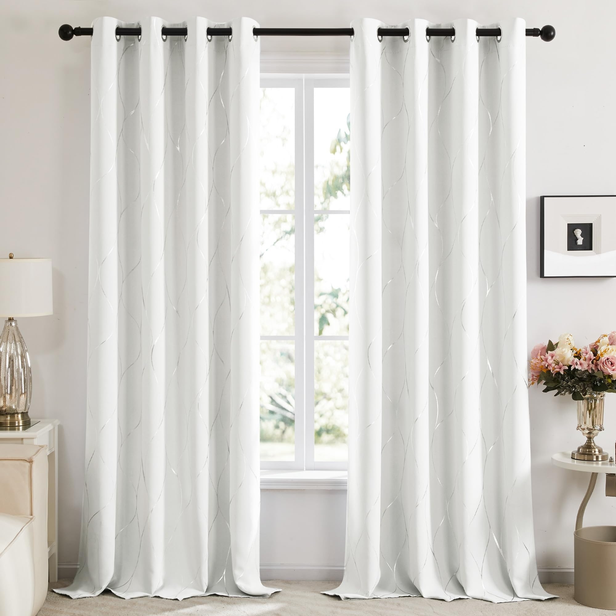 Deconovo Silver Line 52 Width Curtain Panel Pair (2 Panel)