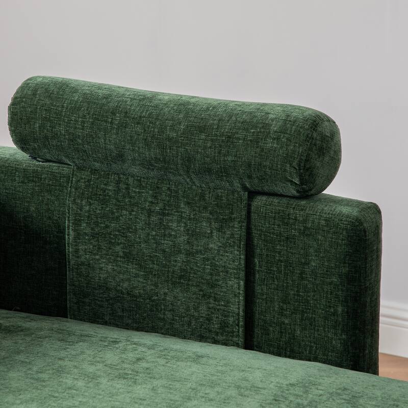 82.68" Extra-Wide Two-Seater Sofa with Chenille Upholstery, Armrest & Backrest Pillows for Living Room