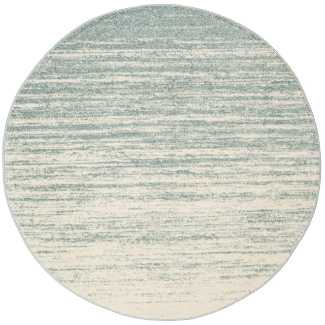 SAFAVIEH Adirondack Vera Modern Ombre Distressed Stripe Area Rug - 11' Round - Slate/Cream