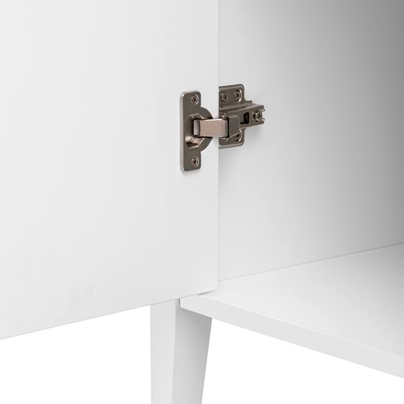 Elegant 3-Door Storage Cabinet with Metal Handles, Vertical Grain Design, Durable MDF Construction for Corridors,Living Rooms