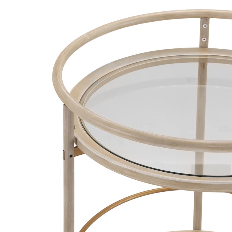 Christopher Knight Home - Aurelia Modern Round Bar Cart with Tempered Glass Shelves