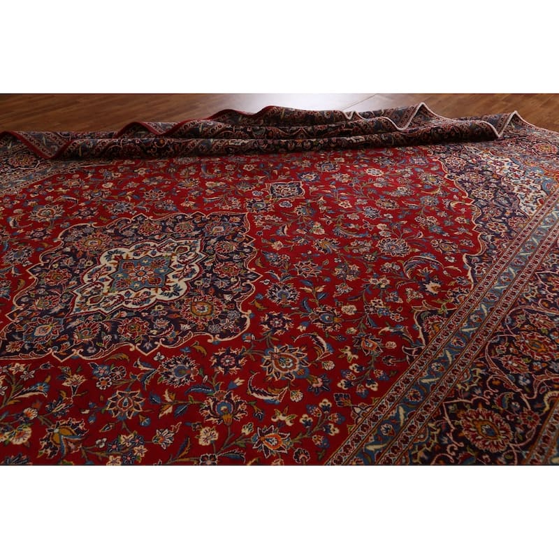 Traditional Kashan Persian Large Area Rug Hand-knotted Wool Carpet - 10'3" x 17'0"