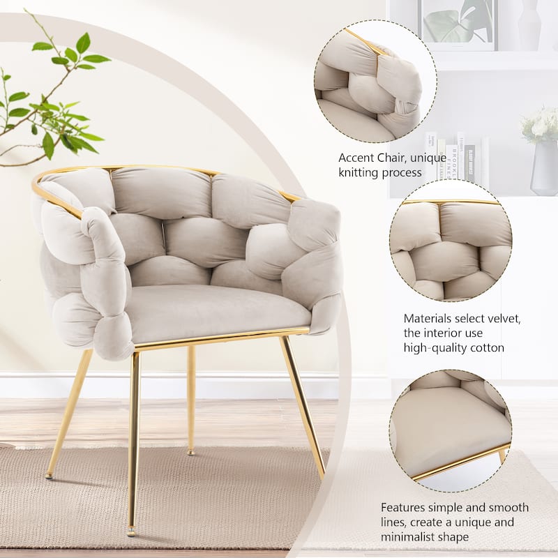 Modern Velvet Dining Chair with Metal Legs