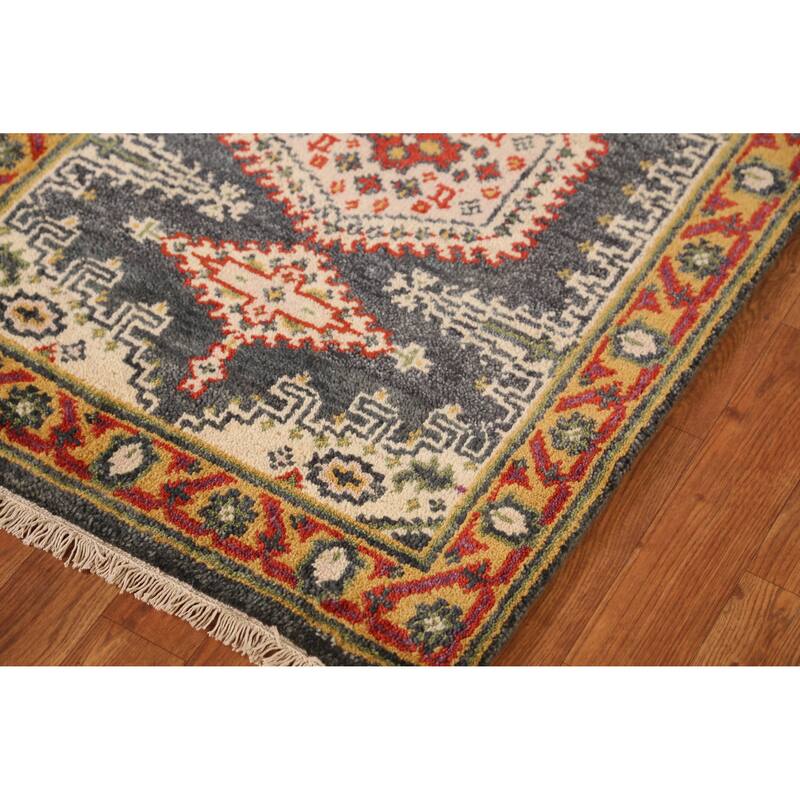 Gray Viss Indian Runner Rug Hand-Knotted Wool Carpet - 2'6" x 8'4"