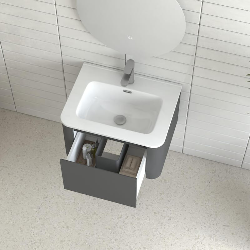 Wall Mounted Bathroom Vanity with Ceramic Basin