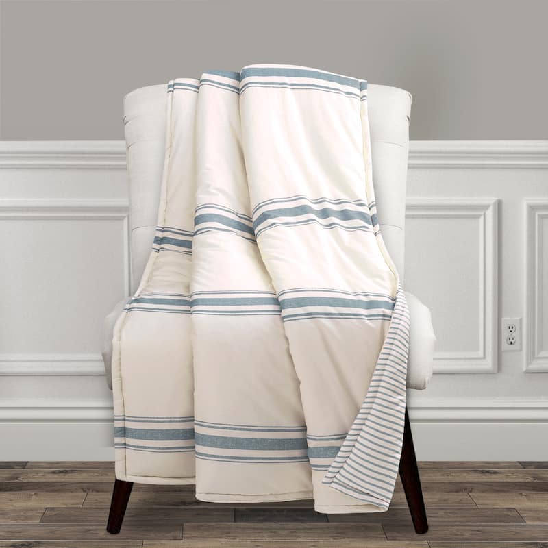 Lush Decor Farmhouse Stripe Throw - Blue