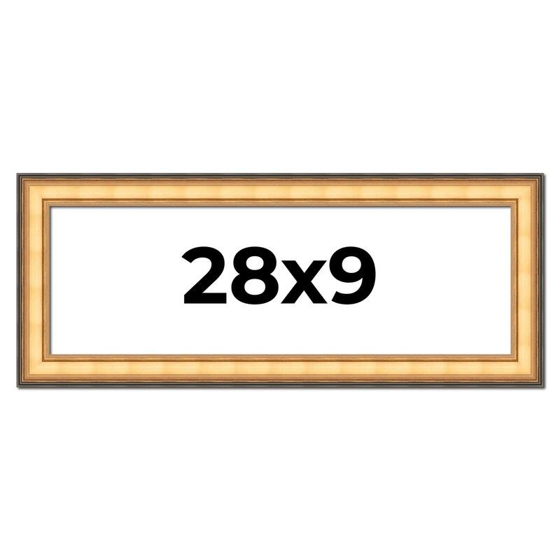 28x9 Frame Gold Plein Aire Solid Wood Picture Frame Width 2 Inches |