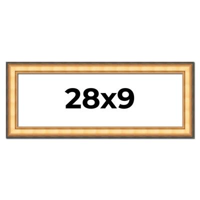 28x9 Frame Gold Plein Aire Solid Wood Picture Frame Width 2 Inches |