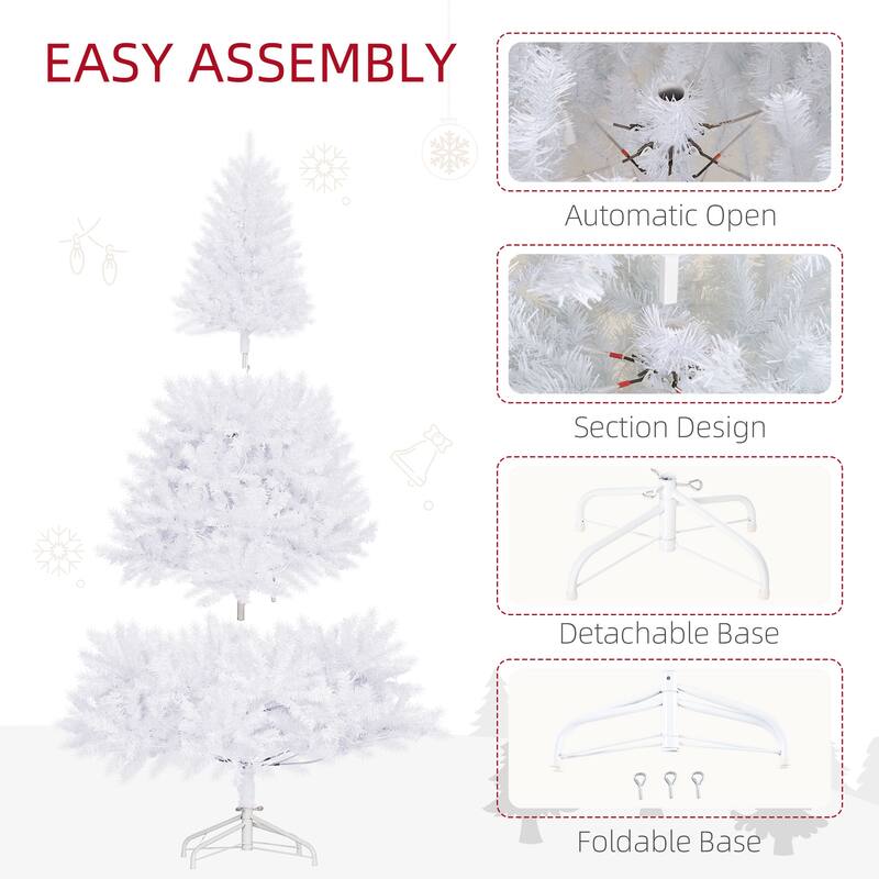 7.5ft Douglas Fir Pre-Lit Christmas Tree with Warm White LED Lights, Metal Base