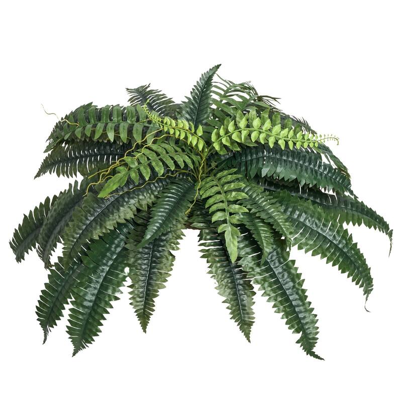 Green Artificial Silk Fabric Large Boston Fern Plant with Lush Branches