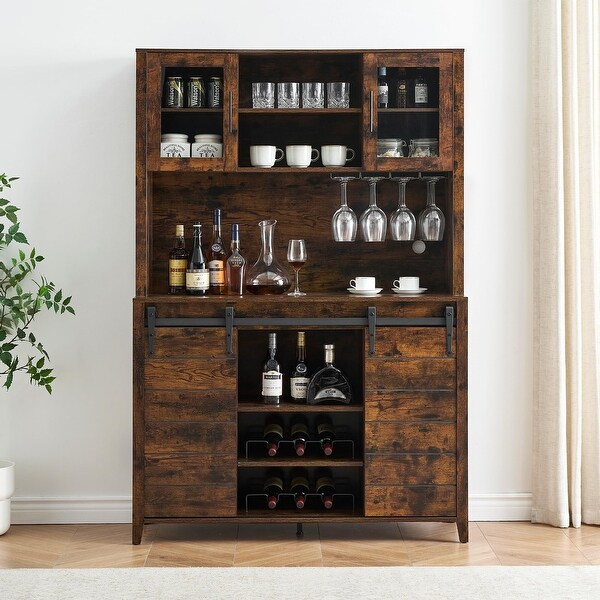 70 Tall Farmhouse Coffee Bar Cabinet with Wine Rack On Sale Bed Bath Beyond 41625506