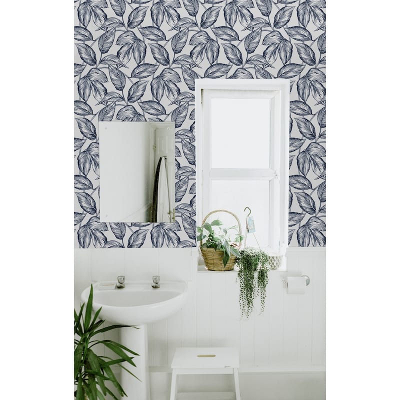 NextWall Sketched Leaves Peel and Stick Wallpaper