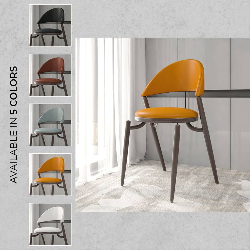 Venice Upholstered Leather Dining Chair Open Back Accent Side Chair with Iron Legs