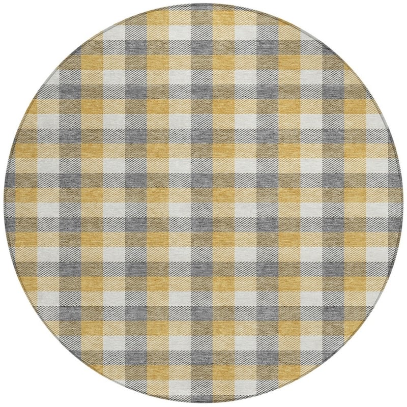 HomeRoots Plaid Transitional Rectangle Outdoor Rug