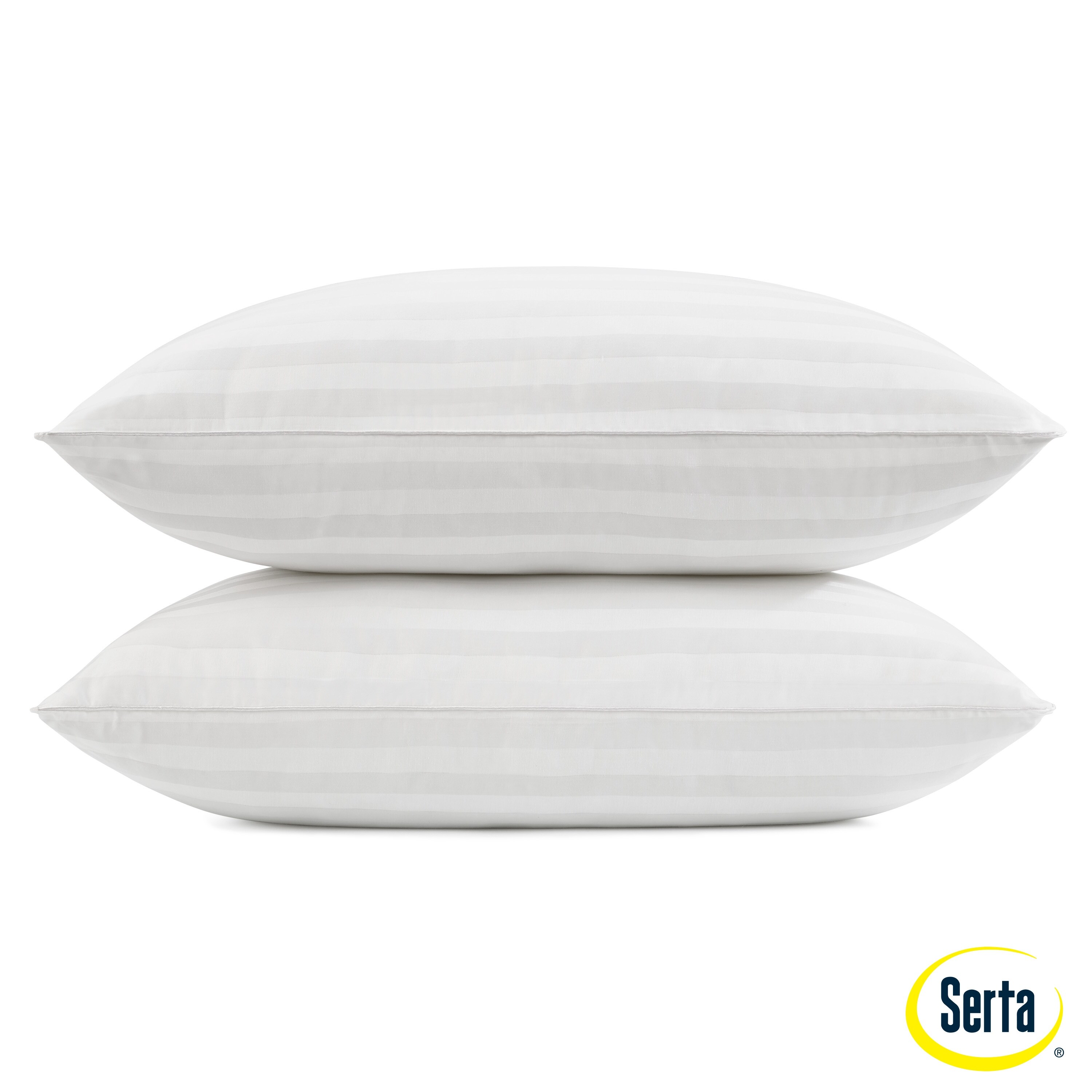 Serta Won t Go Flat Extra Life Foam Core Cotton Cover Standard Queen Size Pillows Set of 2 20 In x 28 In White On Sale Bed Bath Beyond 38237233