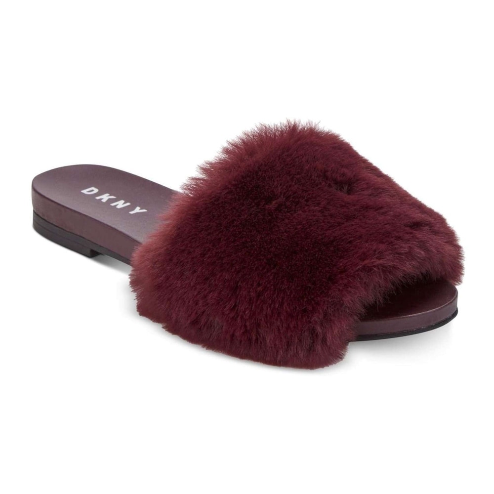 dkny fur slides