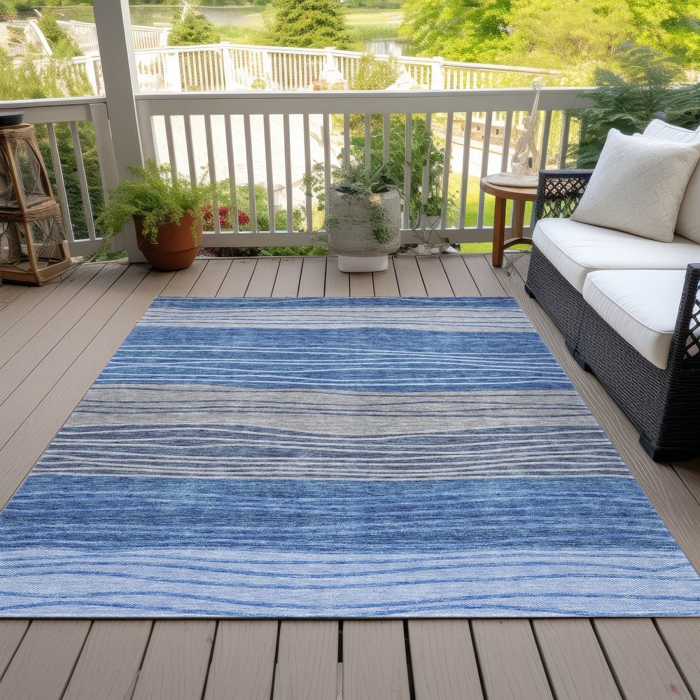 Machine Washable Indoor/ Outdoor Chantille Modern Stripes Rug