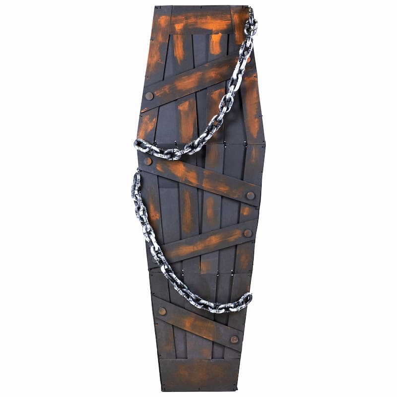 63" Animated and Lighted Chained Shaking Coffin Halloween Decoration
