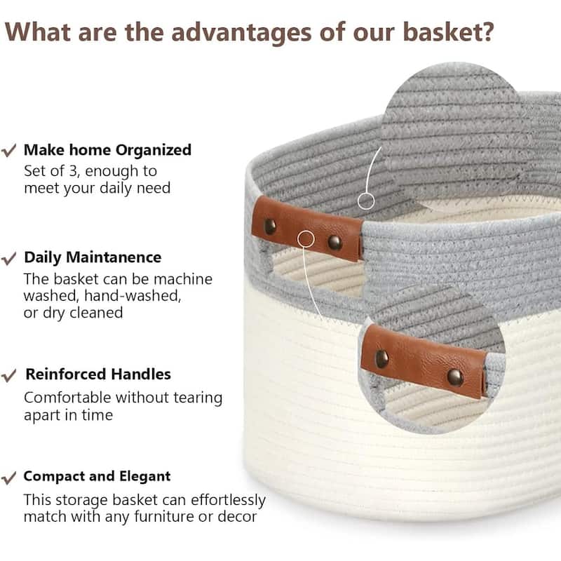 Woven Baskets for Storage Set of 3