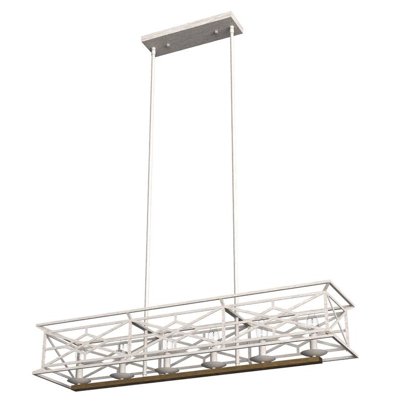 Hunter Langwood 6-Light Linear Chandelier - Dining Room, Kitchen Island, Cage - Contemporary, Modern Farmhouse, Shabby Chic