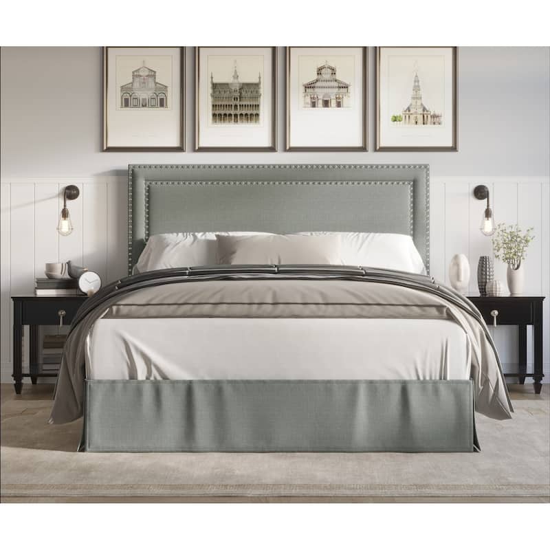 Keith Upholstered Panel Bed - Grey - King