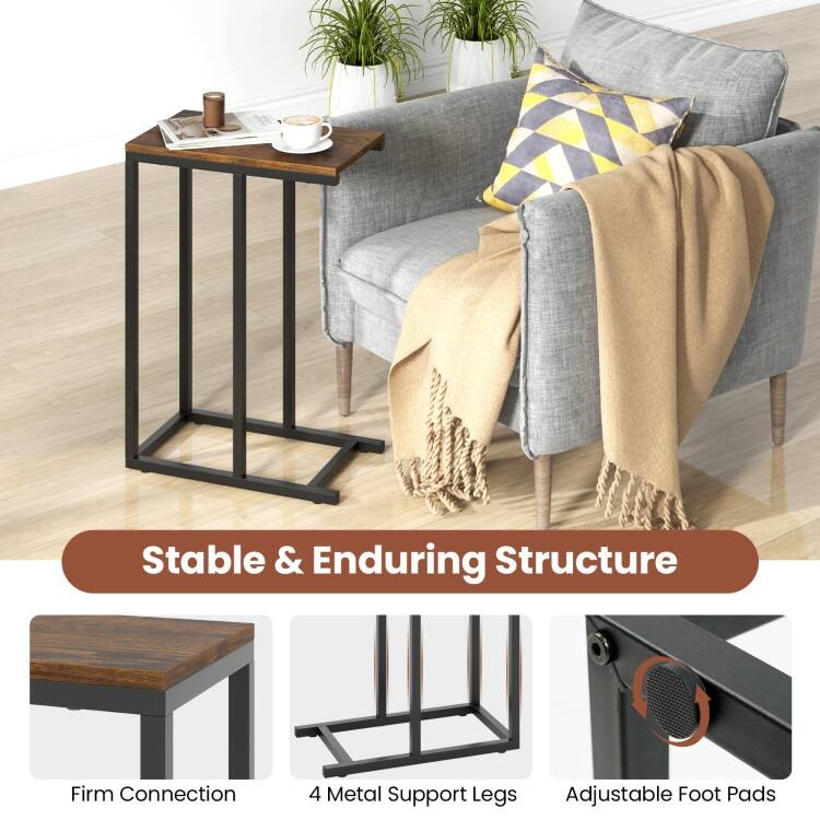 Metal Frame C End Table for Living Room Bedroom or Small Space