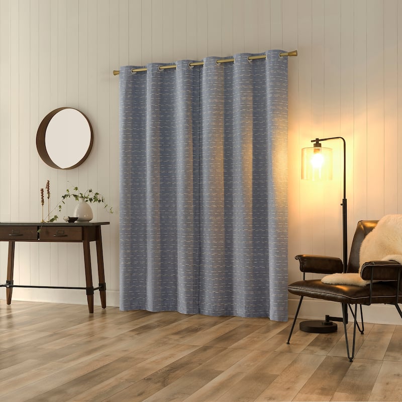 Sun Zero Dresden 2-Piece Slub Detail Magnetic Closure Total Blackout Grommet Curtain Panel Pair
