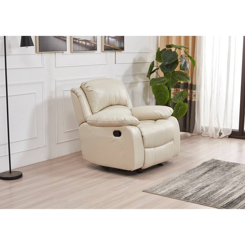Betsy Furniture Bonded Leather Manual Rclining Single Seat Recliner Glider Chair 8018 - Beige