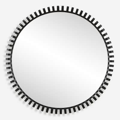 Large Round Wall Mirror - 50" - Satin Black Finish