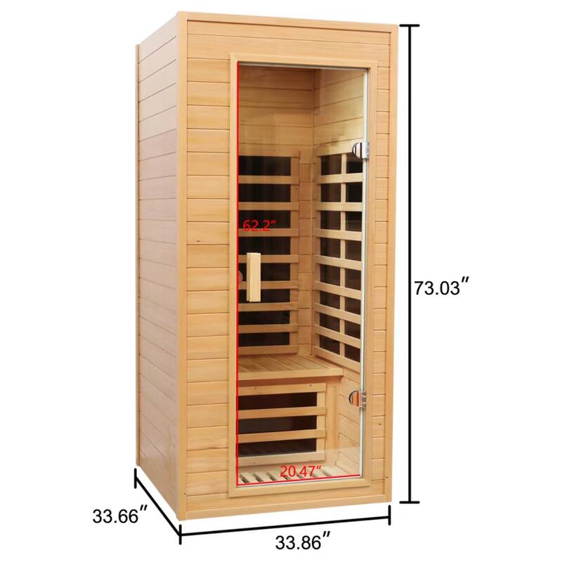 1-Person Sauna with LCD Display, Key Control, Bluetooth and LED reading lights - 34" x 34" x 73"