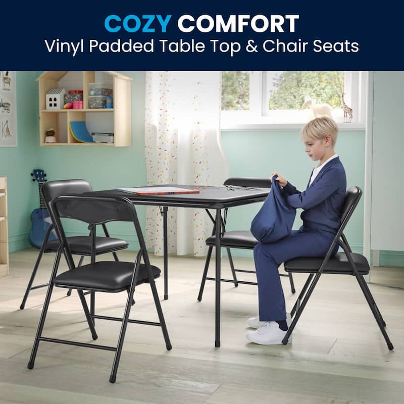 Kids 5-Piece Classroom Folding Table and Chairs Set