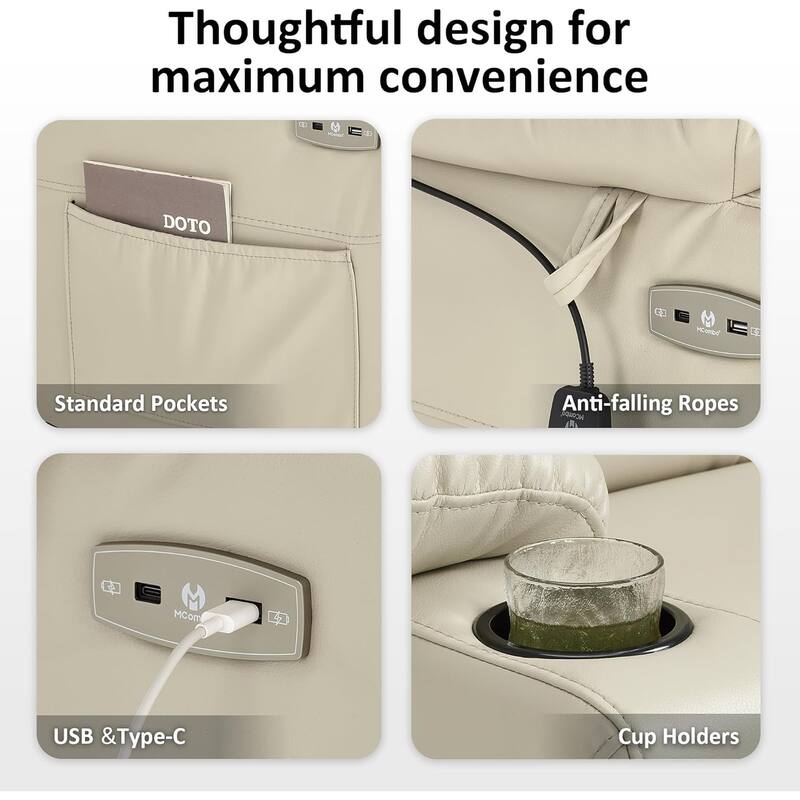 MCombo Wide Power Lift Recliner Chair with Extended Footrest for Big Elderly People, Faux Leather R7289