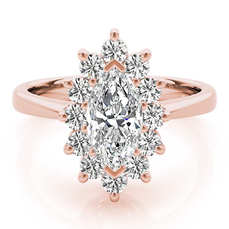 Auriya 14k Rose Gold Lab Grown Marquise Diamond Halo Engagement Ring 0.50 to 5.00 ct. tw. (F-G VS)