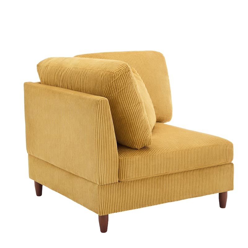 Corduroy Accent Chair with Ottoman Modular Couch Sectional Sofa