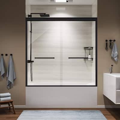 Double-Sliding Shower Door with Clear Glass - 60 in.Wx58 in.H