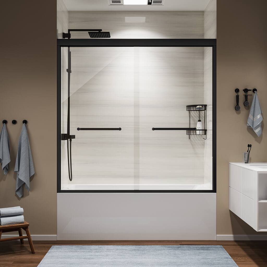 Double-Sliding Shower Door with Clear Glass - 60 in.Wx58 in.H