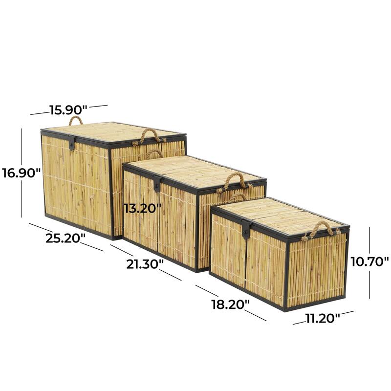 Rattan Handmade Nesting Decorative Trunk - Set of 3 Light Brown - Roche River Decor