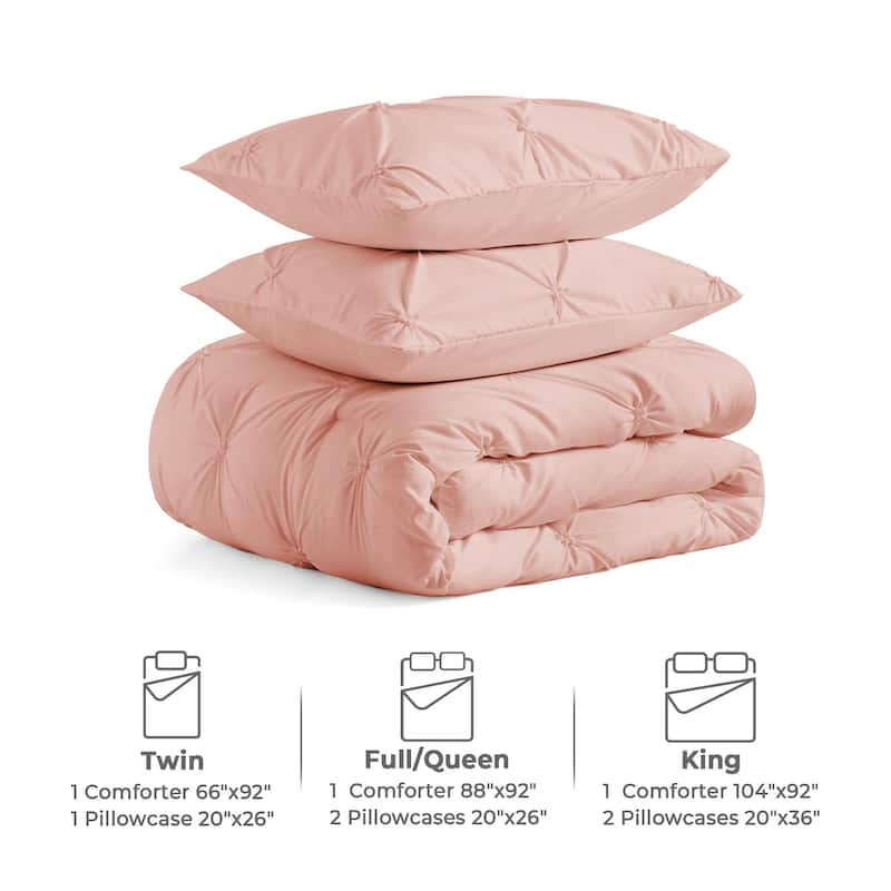 3 Piece Reversible Pintuck Pinch Pleat Bohemia and Tufted Clipped Comforter Set