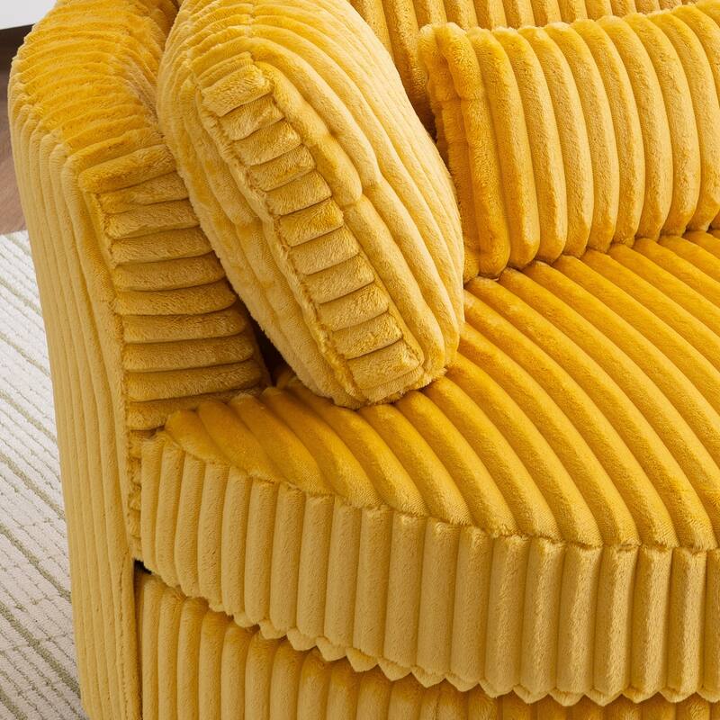 Corduroy 360° Swivel Barrel Chair with 4 Pillows and 400lb Weight Capacity