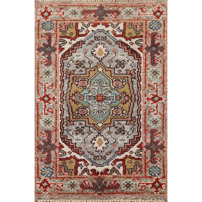 Gray Heriz Serapi Indian Foyer Rug Handmade Wool Carpet - 2'0" x 3'0"
