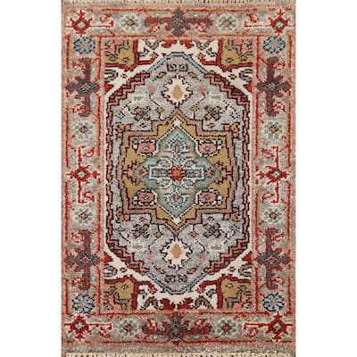 Gray Heriz Serapi Indian Foyer Rug Handmade Wool Carpet - 2'0" x 3'0"