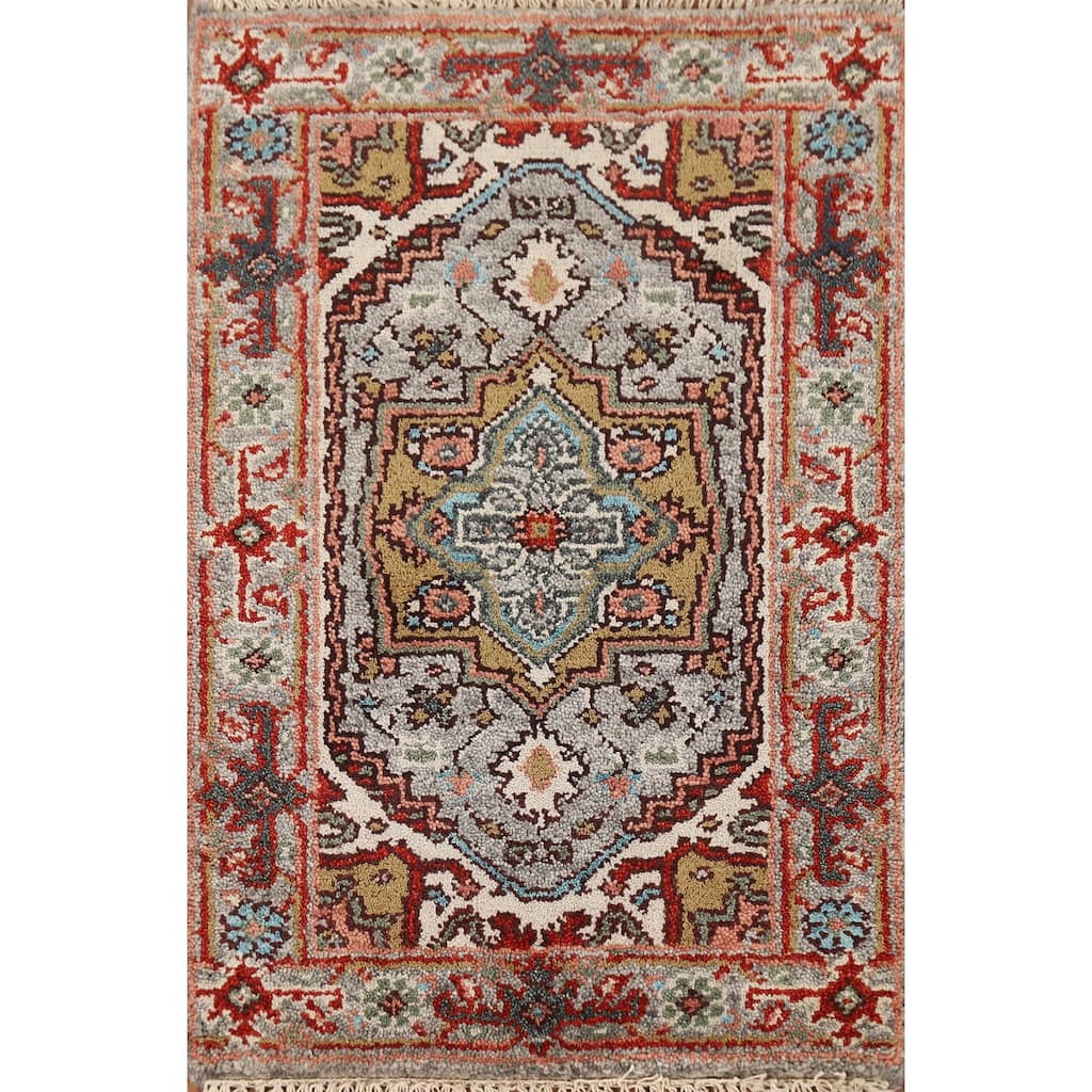 Gray Heriz Serapi Indian Foyer Rug Handmade Wool Carpet - 2'0" x 3'0"