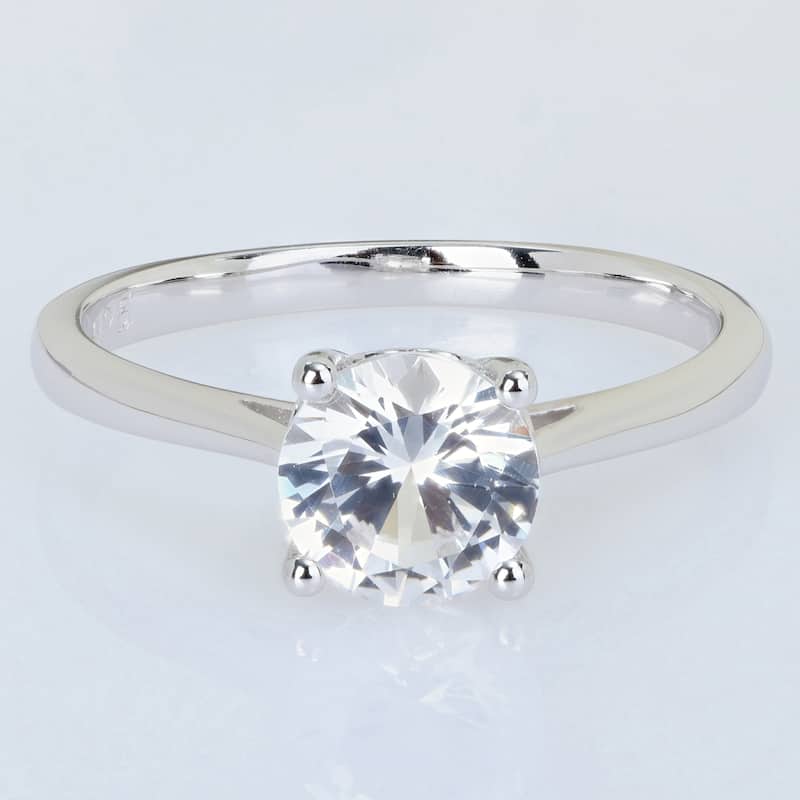 Miadora 1 5/8ct TGW Created White Sapphire Solitaire Ring Sterling Silver
