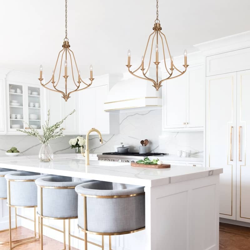 Modern Glam Gold 5-light Empire Wheel Chandelier Candle Ceiling Lighting for Foyer, Stairs - D24" x H89"