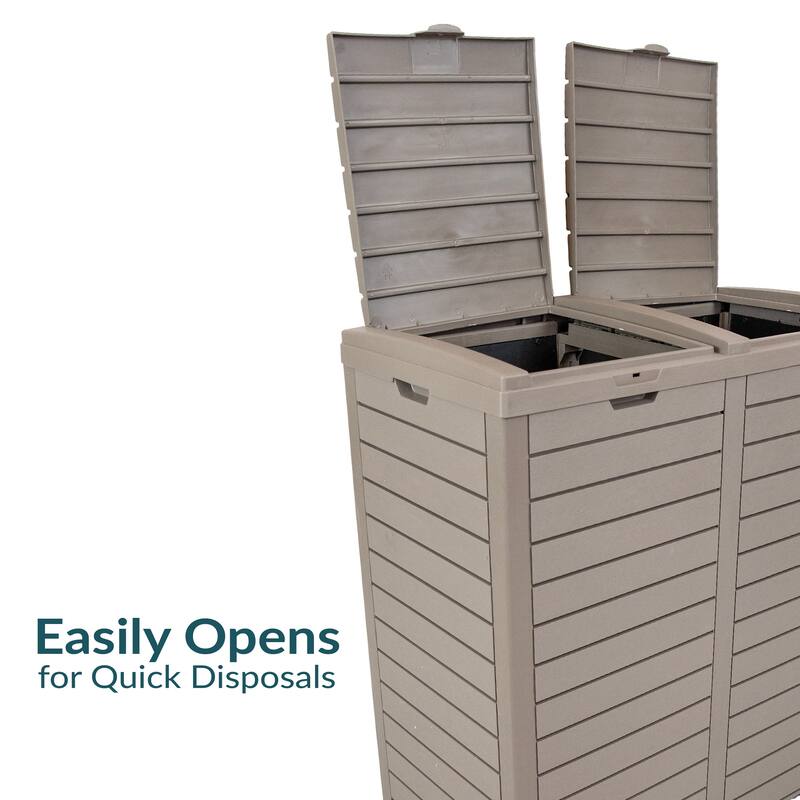 78-Gallon Double Patio Trash Can with Lid - Black